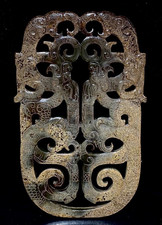 5.6'' Old Han Dynasty Natural Hetian Jade Carve Dragon God Beast YuBi Yu Bi