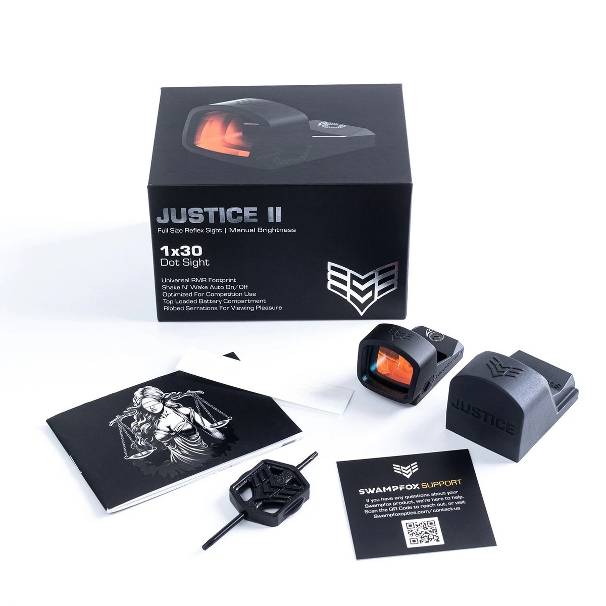 Swampfox Justice II 1x30mm 6MOA GREEN Dot Sight Multi-Reticle RMR