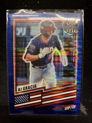 2026 Panini Prizm Stars And Stripes USA Baseball Aj Gracia Blue Pulsar 41/75!!