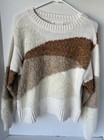 Lou & Grey for Loft Damen Medium Fuzzmarl Pullover Boho creme hellbraun weich kuschelig