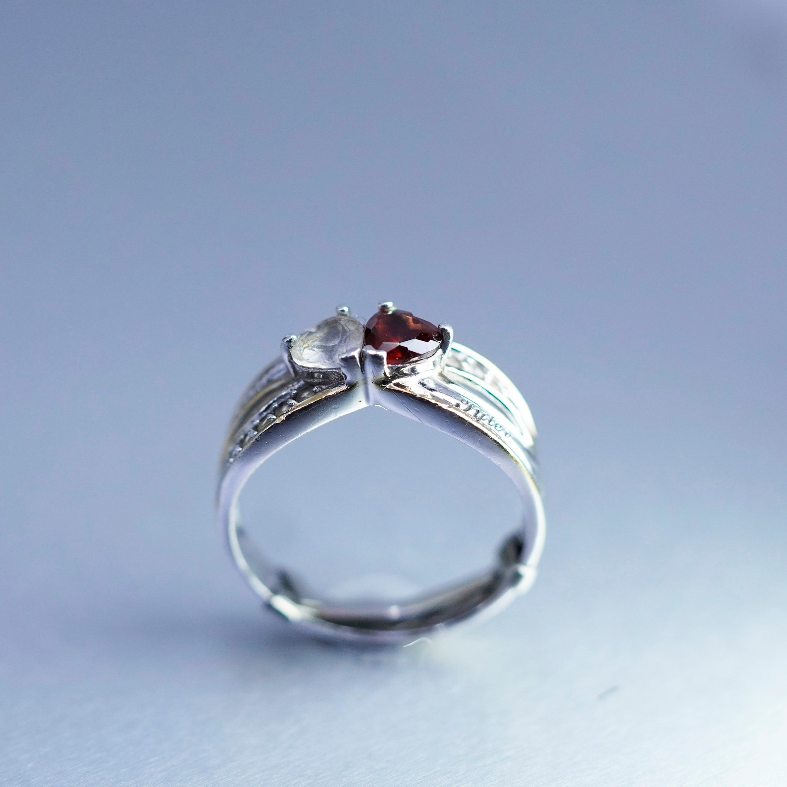 Size 8, Sterling 925 silver ring with ruby rose q… - image 3