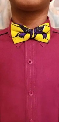 Children's Yellow African Print Bow Tie-DPC3766BT1