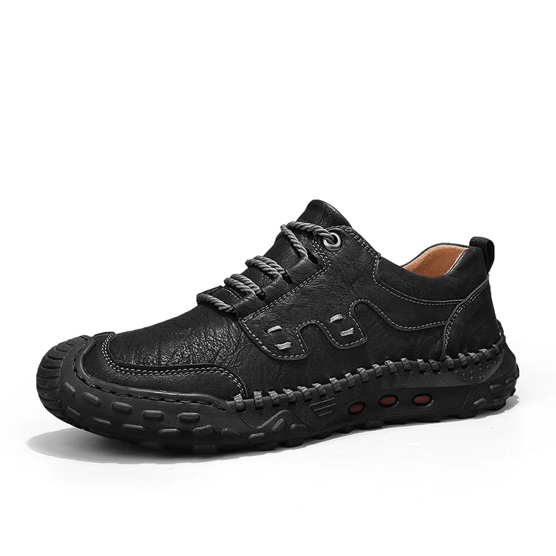 Scarpe uomo casual vera pelle fatte a mano mocassini retrò traspiranti sneakers foto 3