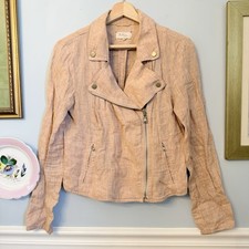 Lou & Grey 100% Linen Moto Jacket Size Small ...