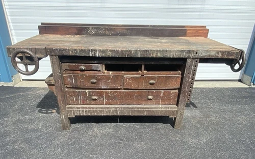 Piano Makers Workbench 2 Wheel Vises