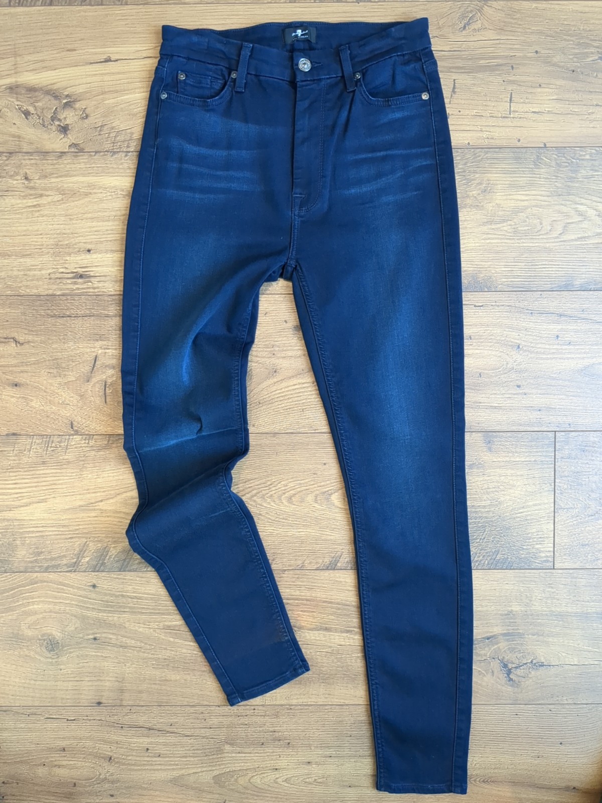 7 For All Mankind Womens The High Waist Skinny Jeans Dark Wash Denim Jeans 27x29