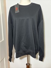 Women's Fleece Crewneck Sweatshirt Loose Fit Soft Oversized Pullover Black L