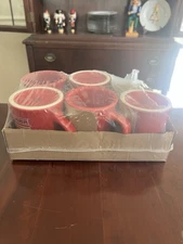 Lot Of 5 Waffle House Christmas 2025 Red Coffee Cup Mug  Ceramic Tuxton NEW