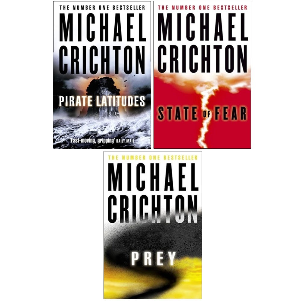 Michael Crichton Collection 3 Books Set State of Fear, Prey & Pirate Latitudes