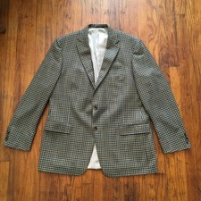 Hart Schaffner Marx Men's Blazer 46L Loro Piana Cashmere Plaid Checked USA Made