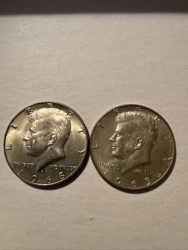KENNEDY 40% Silver HALF DOLLAR 1965-P -AU Condition +1968-D Uncirculated cond