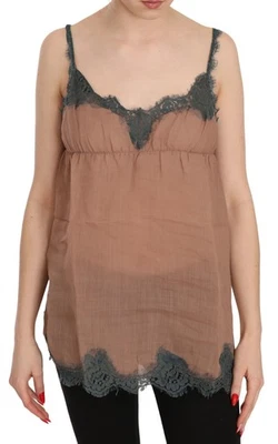 PINK MEMORIES Braune Spitze Spaghetti Träger Tank Top Damen Bluse - Bild 1 von 4
