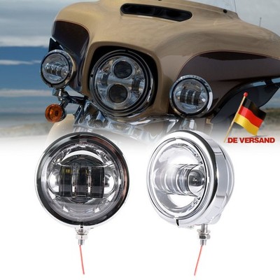 2x Chrom 4,5 Zoll LED Nebelscheinwerfer Zusatzscheinwerfer für Harley Davidson