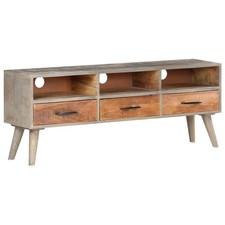 Solid Rough Mango Wood TV Cabinet Grey Sideboard Stereo Media Stand vidaXL