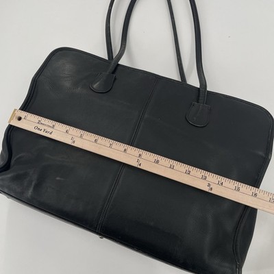 Vintage Coach Black Leather Zip Top Shoulder Briefcase Tote Bag