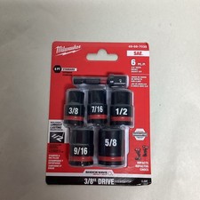 Milwaukee 49-66-7035 SHOCKWAVE 6 Piece Impact Duty 3/8 Drive SAE Socket Set