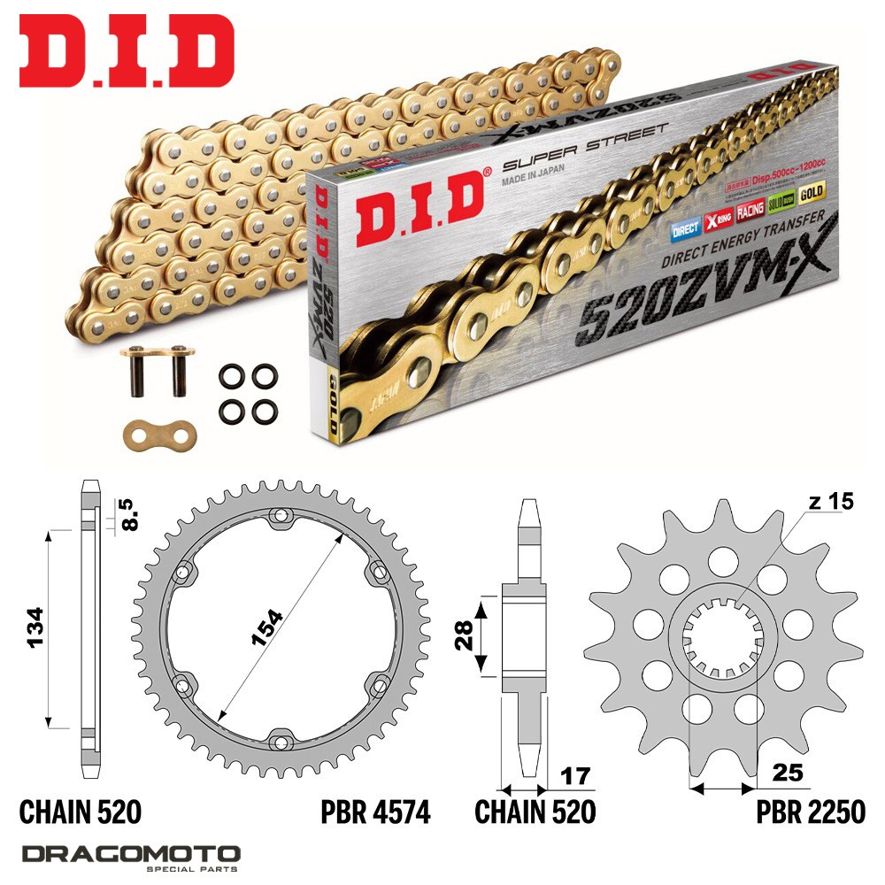 Chaîne 1199 Panigale pas 520 haute résistance anti-friction pour Ducati 2012