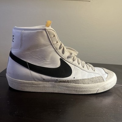 Nike Blazer Mid 77 Men's High Top Leather Lace-Up Sneakers White/Black/Gray