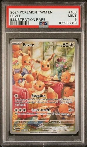 2024 POKEMON TWM EN-TWILIGHT MASQUERADE ILLUSTRATION RARE #188 EEVEE PSA 9