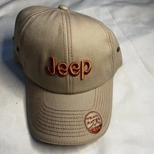Vintage Jeep Men's Snapback Trucker Cap Cream And Orange 80s Vintage