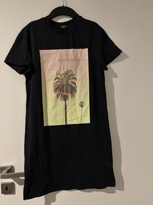 Damen Neue mit Ettiket Bershka T- Shirt Kleid Gr. Xs Schwarz