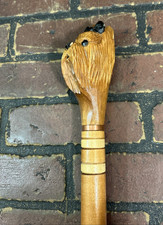 Cane Walking Stick Wooden carved Handmade - Dog Yorkshire Terrier
