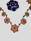 Vintage Jewelry Lot  Art  Nouveau Floral Necklace Micro Mosaic Earrings Heliotro — photo 3