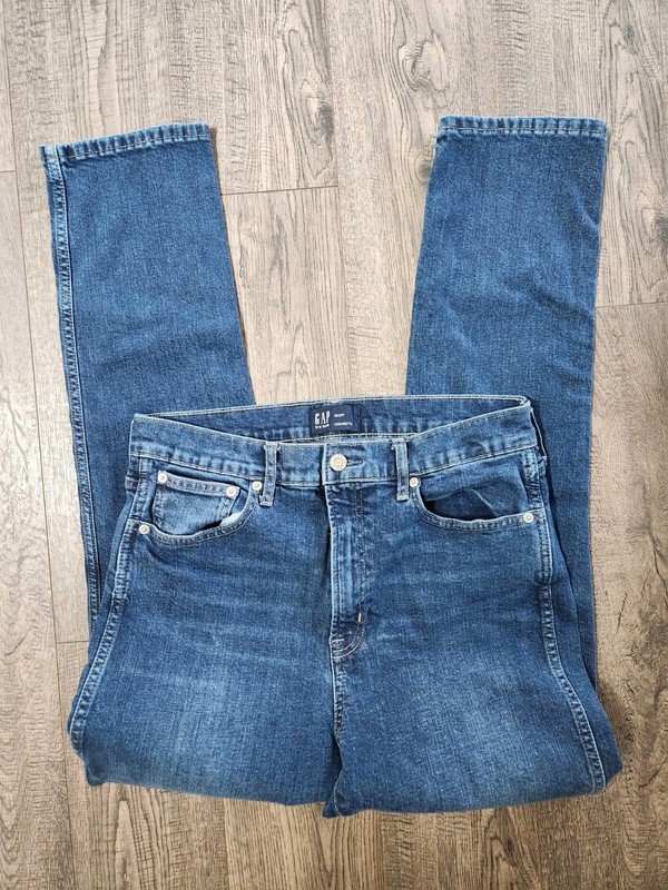 Gap Cigarette High Rise Women's Jeans, Distressed Straight, Blue Sz 12 31 Tall