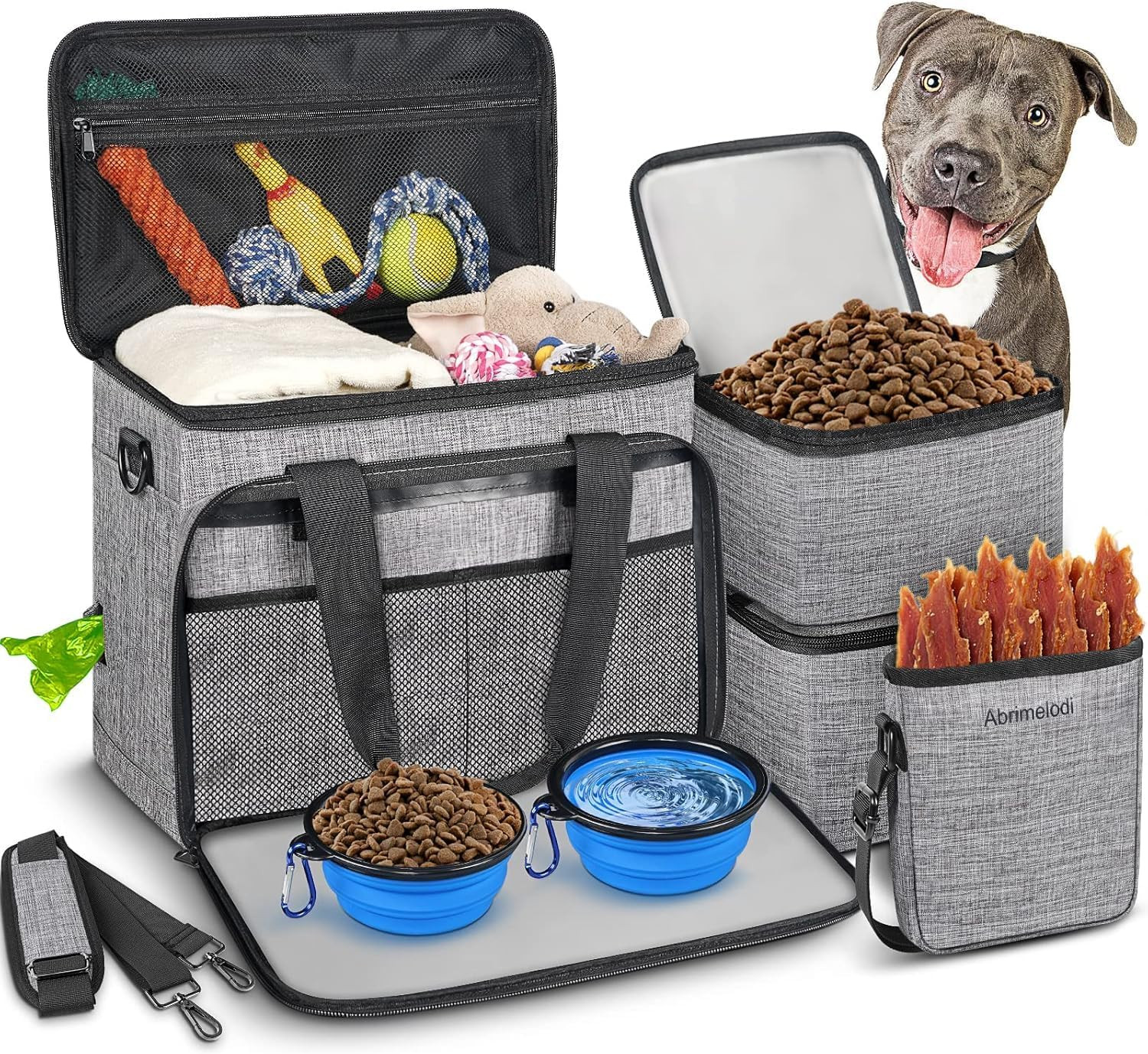 Set Viaggio Cane 6 Pezzi Borsa Weekend per Animali Kit Completo