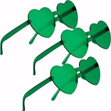Pair Heart Shape Sunglasses for Women, Valentine, Mardi, Gras, Summer 3 Green