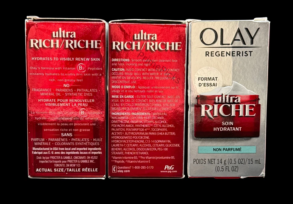 ❤️ Lot of 3 Olay Regenerist Ultra Rich Hydrating Moisturizer 0.5 oz Trial Size - Image 2 of 3