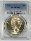 1922 Peace Silver $1 Dollar Coin PCGS MS 64