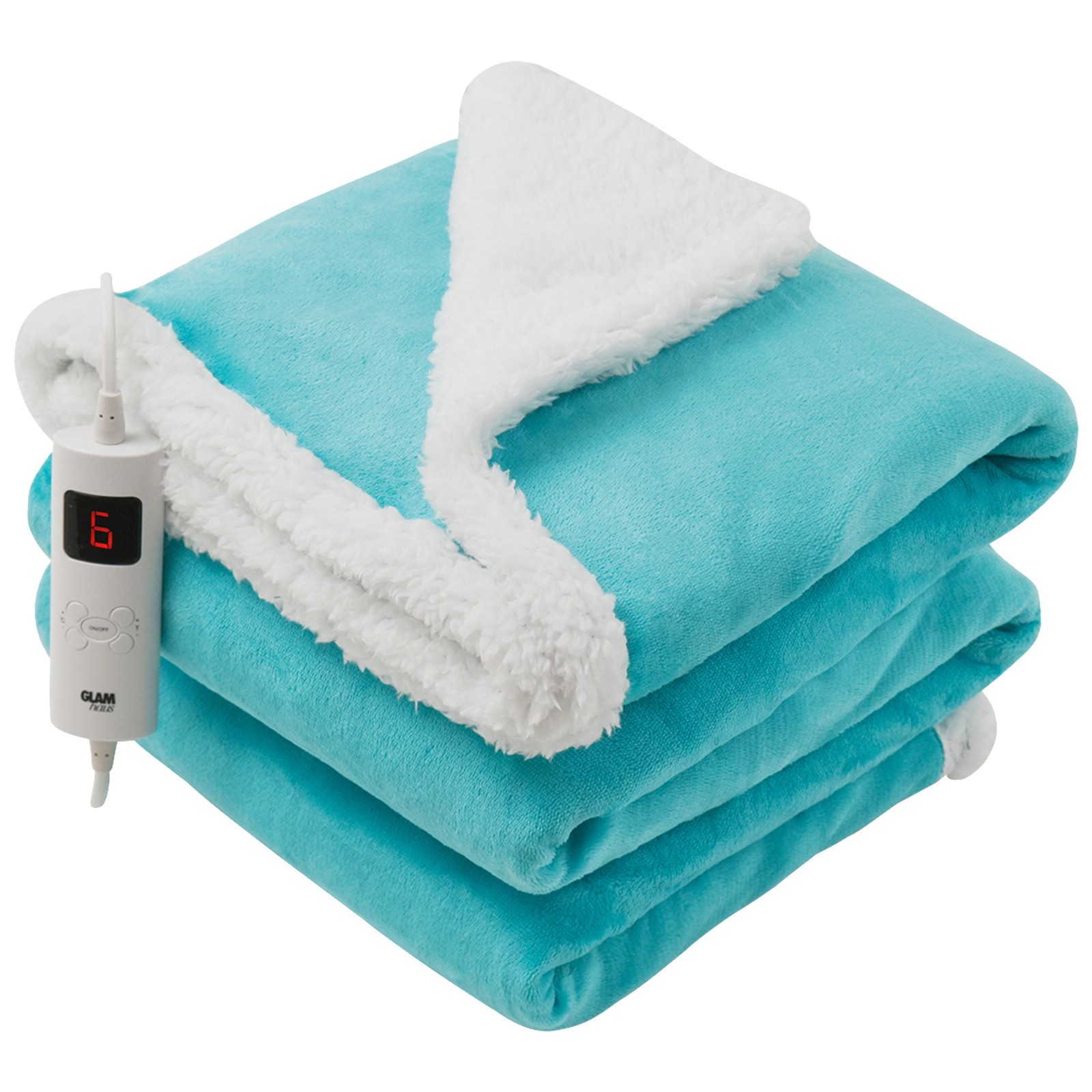 Glamhaus Heated Electric Throw Fleece Over Blanket Sofa Bed Large - Scuba Blue - Image 2