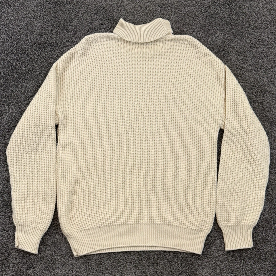 Suéter Pescador Orvis Vintage Años 90 XL Grueso Blanco Marfil Algodón Tejido Foto 2 de 4