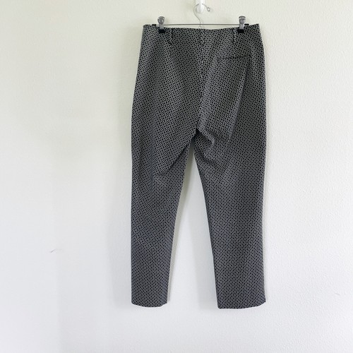Talbots Pants Womens Size 8 Black White Geometric Diamond Stretch Belt Loops - Picture 2 of 12