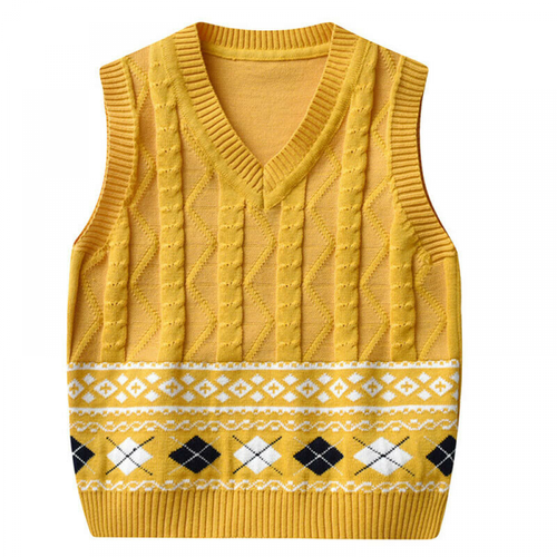 Boys Kids Solid Sleeveless V Neck Vest Jacket Sweater Jumper Tank Tops Waistcoat - Picture 9 of 48