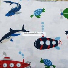 Shark Twin Sheet SET Sharks TWIN  Scuba diving  Submarine Sea Life 100 Cotton