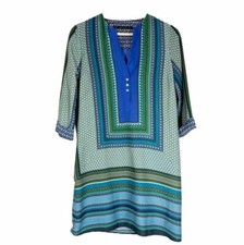 Zara Geometric Print Tunic Dress Satin Multicolor Sz XS