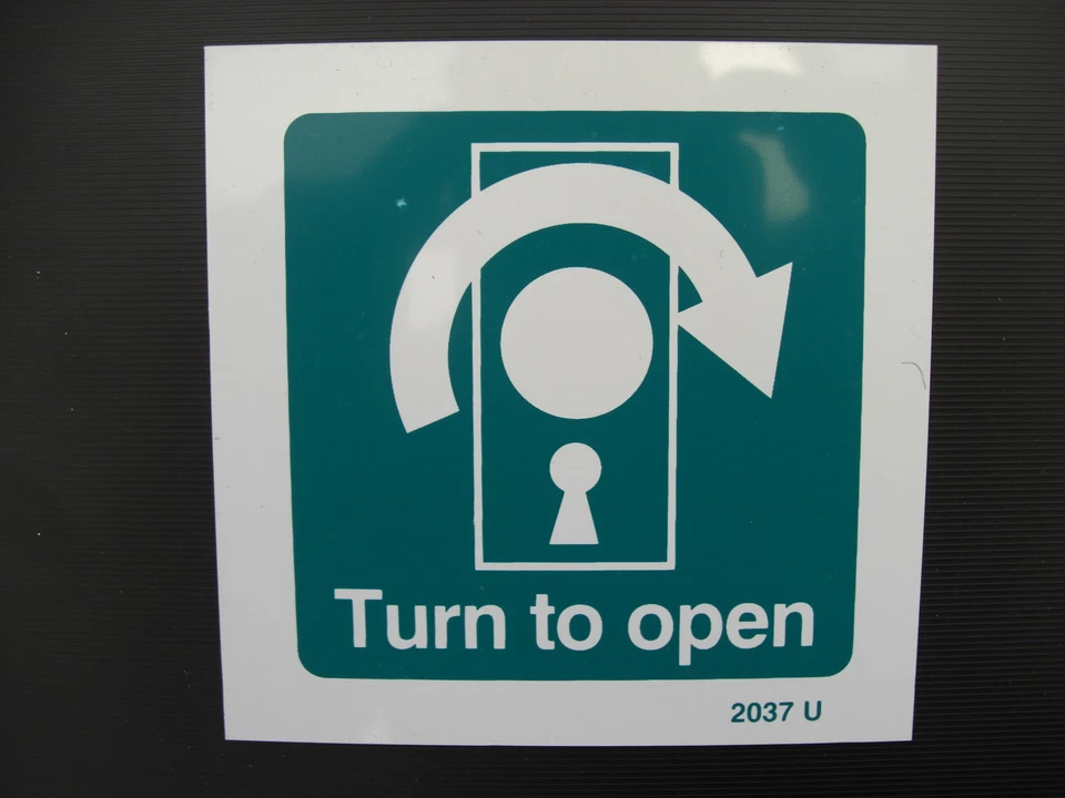 SIGN Turn to Open Schild 100x100mm Hartplastik Sicherheitsschild. 2,94£ inkl MwSt