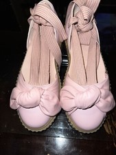 FENTY PUMA BY RIHANNA 154171 Pink Tint Leather Bow Creeper Sandals Sz 7.5
