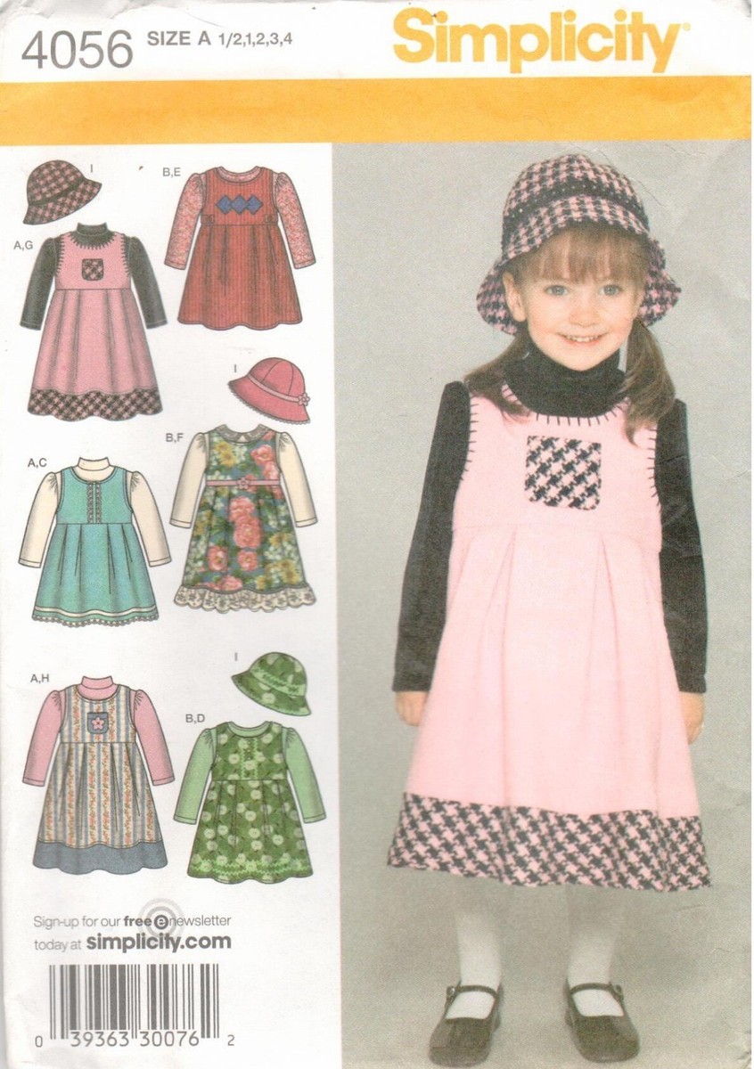 Simplicity Pattern 4056 Toddlers' Jumper, Hat and Knit Top Size 1/2 to 4