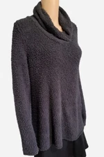 J. Jill Pure Jill Sweater M Gray Fuzzy Soft Stretch Cowl Neck Pullover