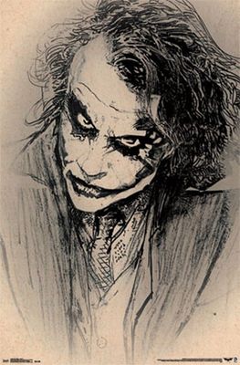 DC COMICS DARK KNIGHT BATMAN JOKER SKETCH POSTER HEATH LEDGER NEW 22x34