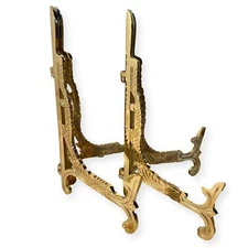 Pair of Large 10 inch Metal Easel Brass  Finish | Plate holder | Display Stand