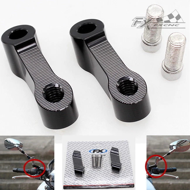 Juego de montaje de adaptadores extensores elevadores de espejo para motocicleta para 8 mm/10 mm negro Foto 2 de 4