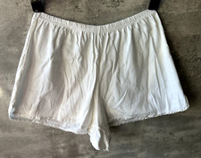 Vintage 1990s Banana Republic White Cotton Loungewear Fringe Shorts Size L USA