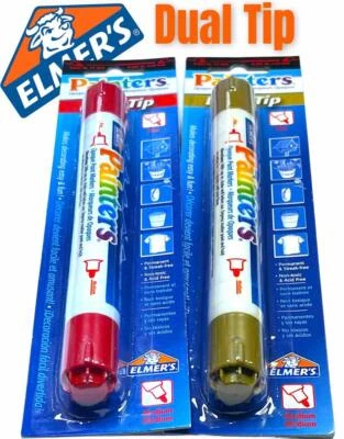 (Confezione da 2) NUOVO pennarello vernice opaca punta fine e media Elmer's Dual Tip Painters