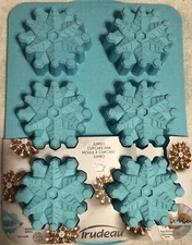 Trudeau Silicone 6ct Snowflake Jumbo CUPCAKE Baking Pan Mold Blue 12 x 9 🔥