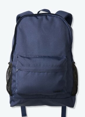navy and pink backpack