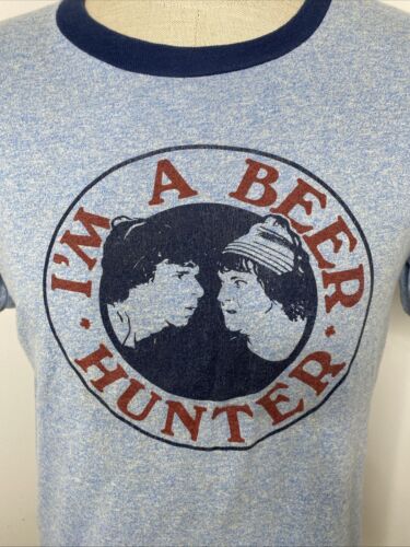 Vintage Ringer T-Shirt I'm A Beer Hunter Strange Brew 1983 Single Stitch USA L - Bild 2 von 10